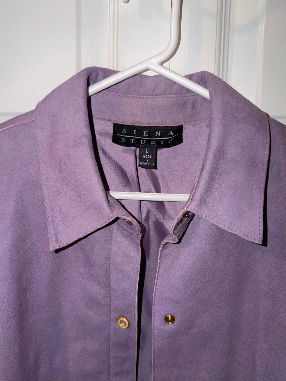 Vintage Y2K Lavender Snap-Front Suede Jacket Size L